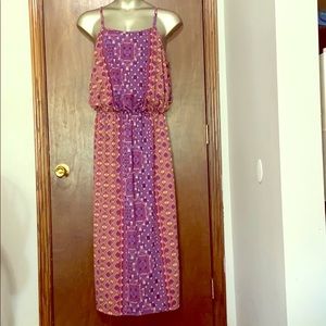 Faded Glory Purple Orange Tribal Pattern Dress